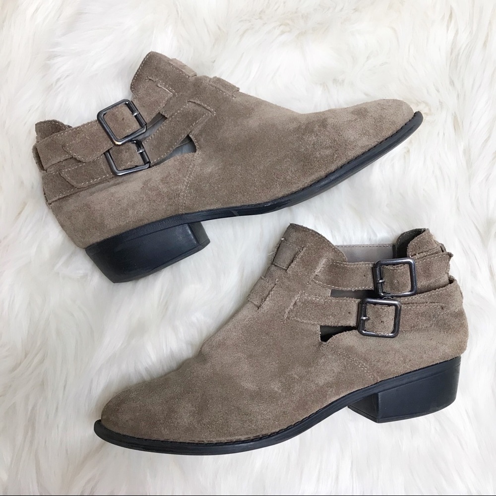 Topshop Monti2 Taupe Buckle Suede Booties